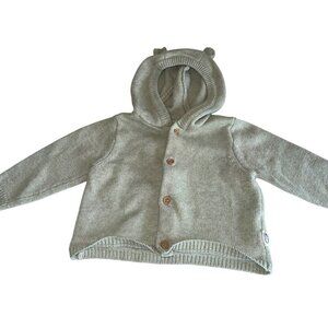 Rabbit + Bear Organic by Emily & Oliver Baby Girl Cardigan 6-9M Tan Cotton